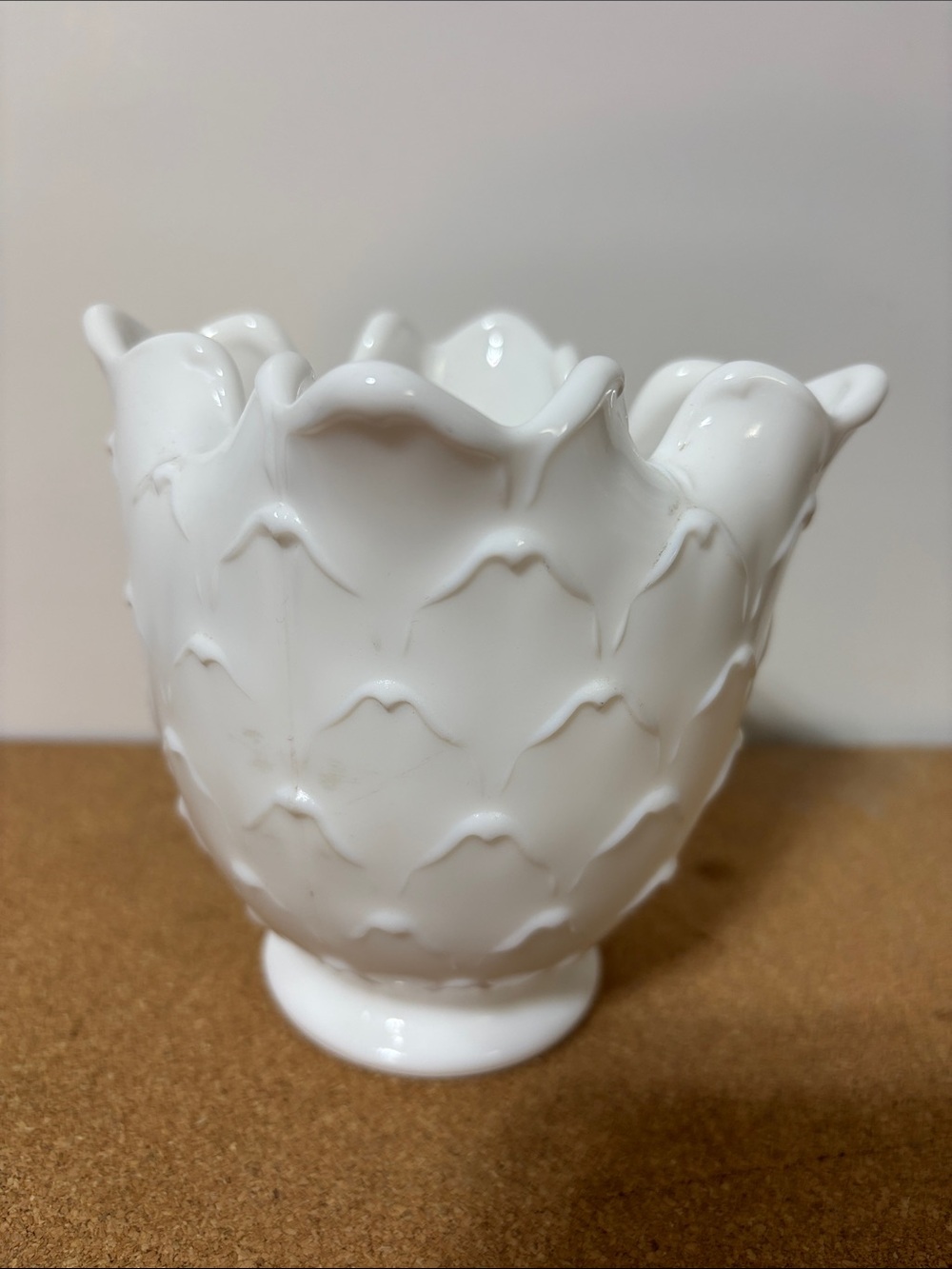 White Decorative Milk Glass Vase Imperial Glass 5”